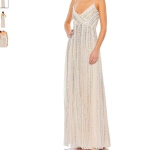 MAC DUGGAL Beach Wedding Formal Prom Romantic Flowy Long Gown • size 12 NWT